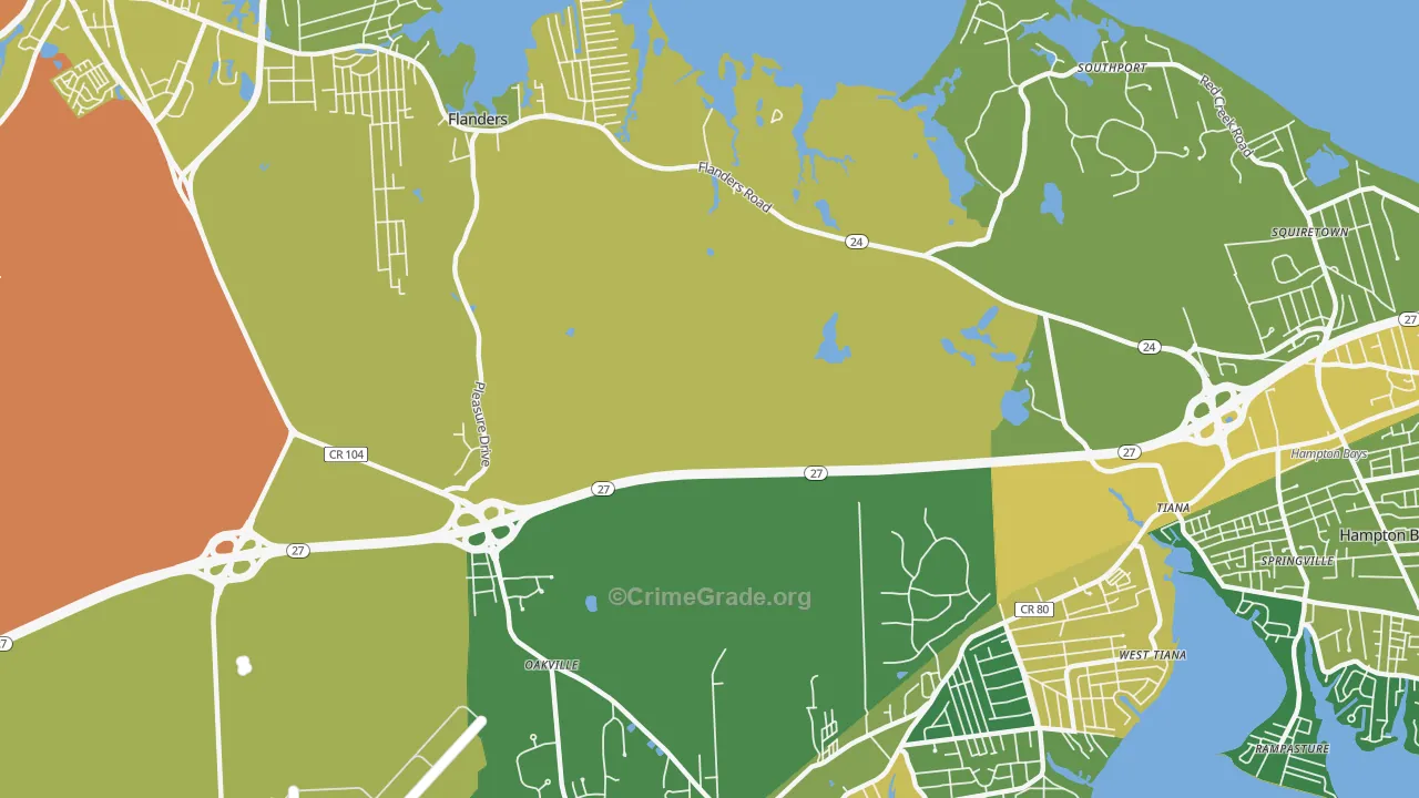 Flanders, NY Map of Assault Rates