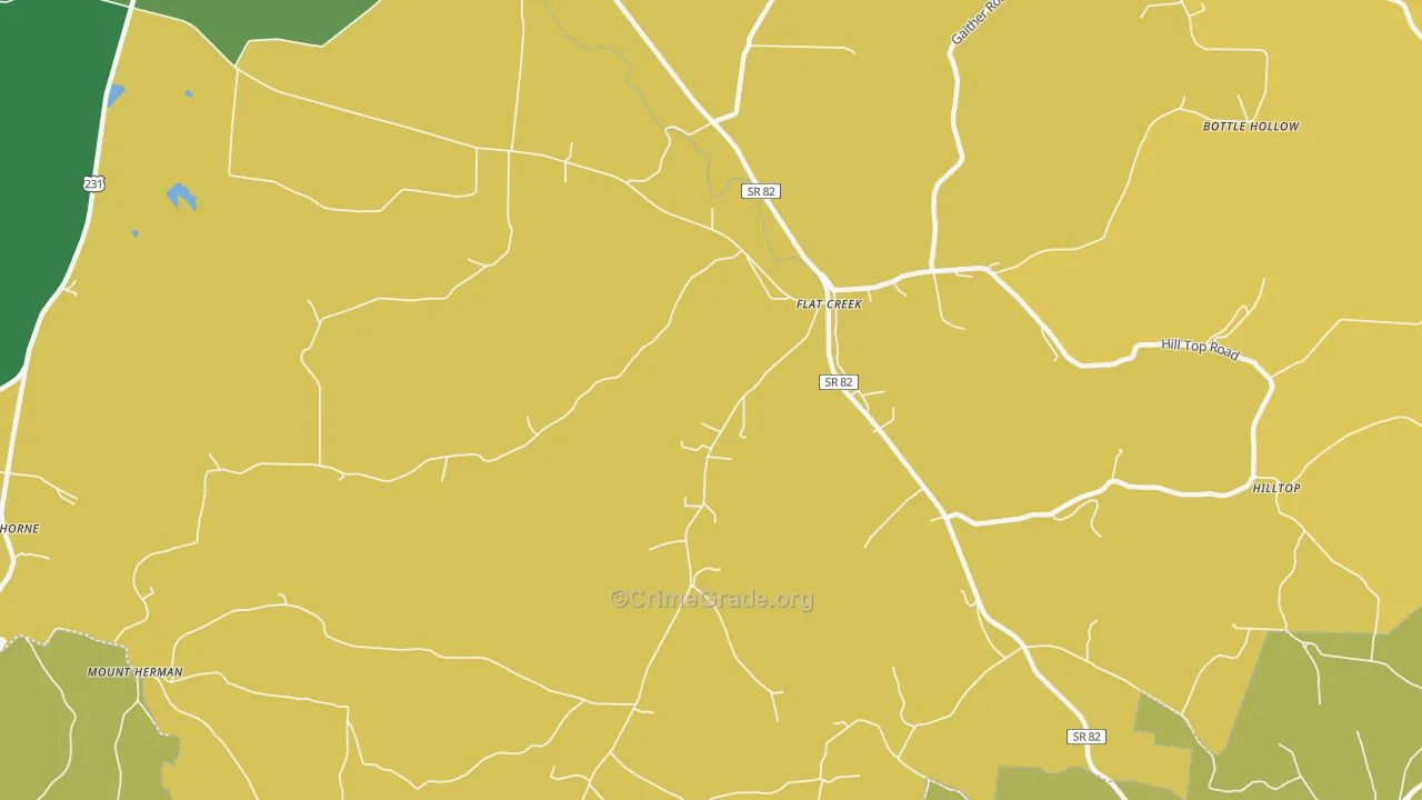 Flat Creek, TN Map of Assault Rates
