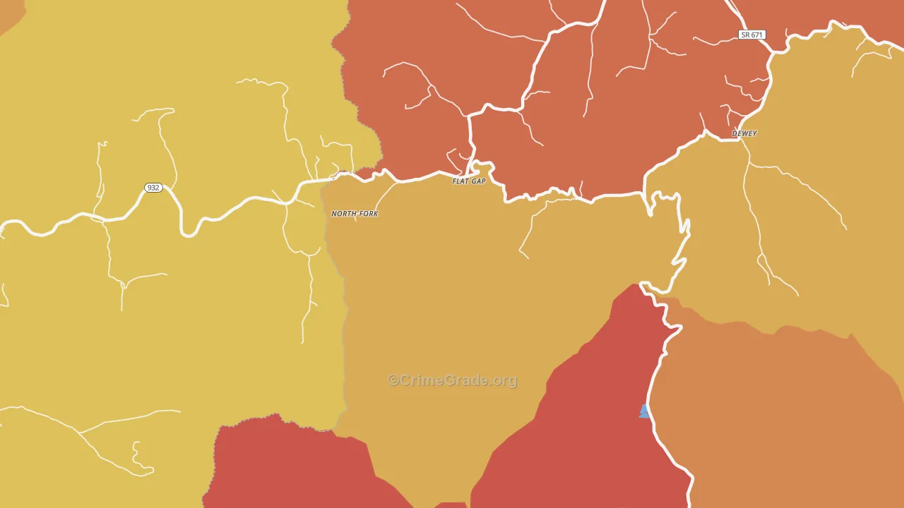 Flat Gap, VA Map of Assault Rates