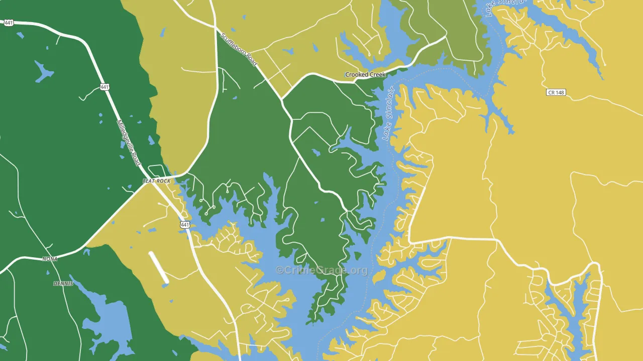 Flat Rock, GA Map of Assault Rates