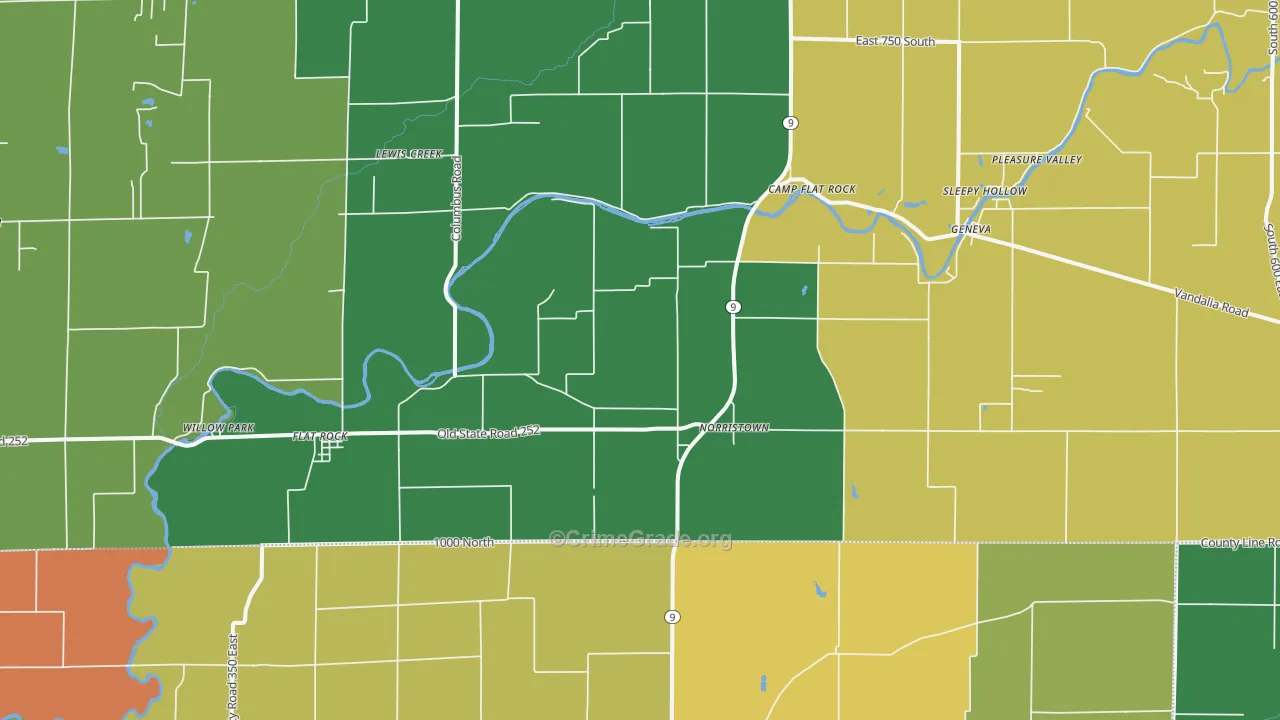 Flat Rock, IN Map of Assault Rates