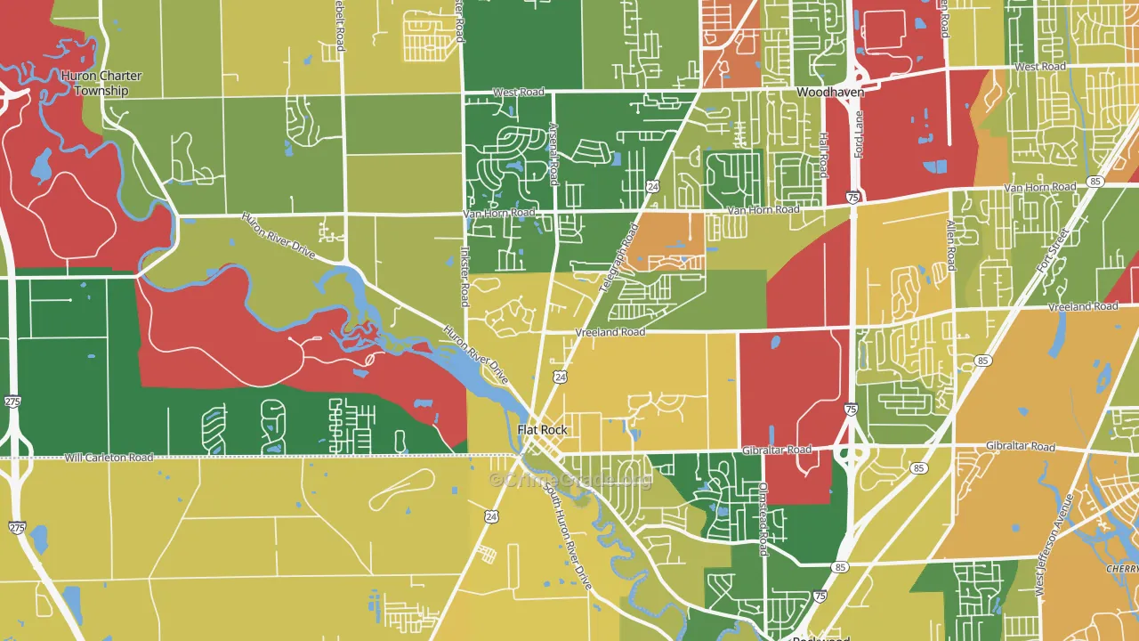 Flat Rock, MI Map of Assault Rates
