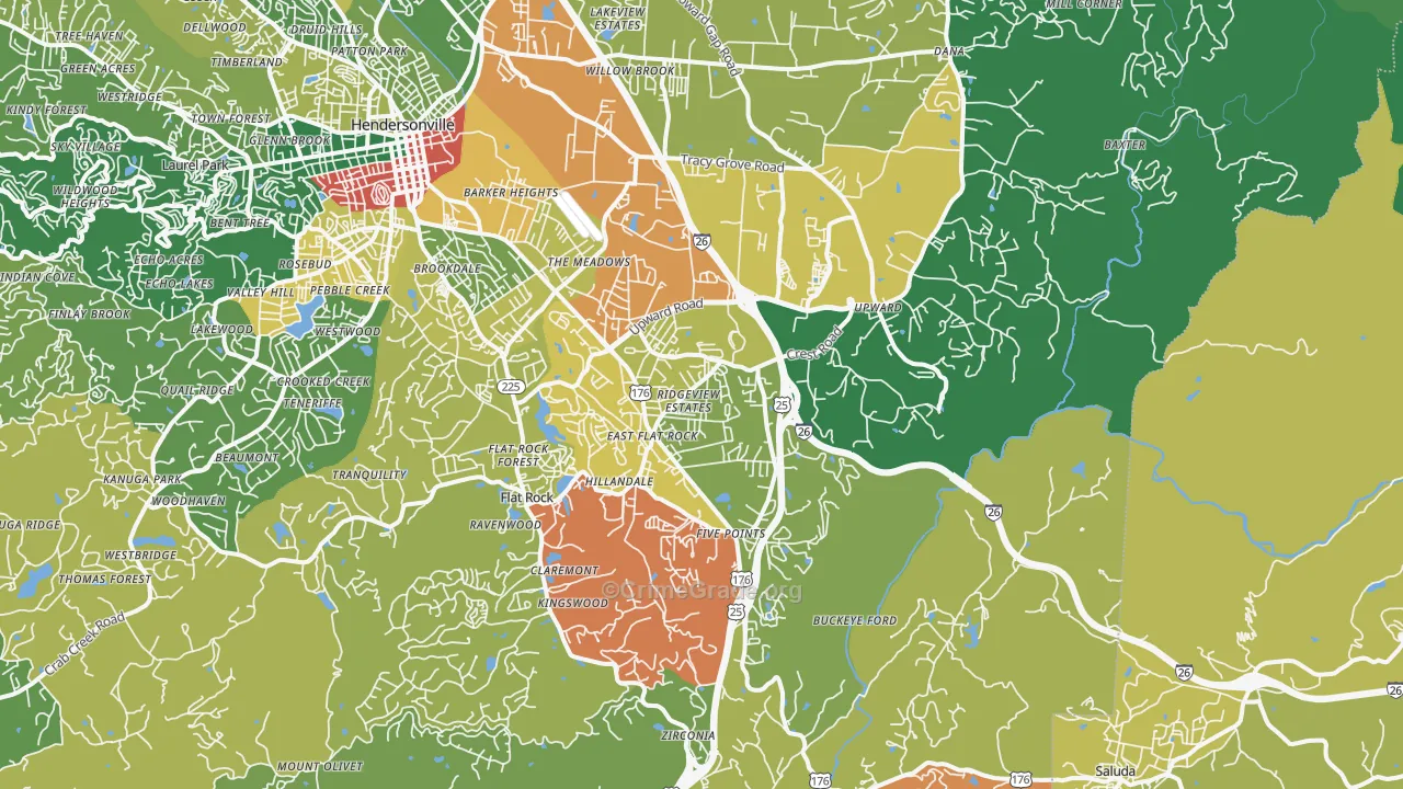 Flat Rock, NC Map of Assault Rates