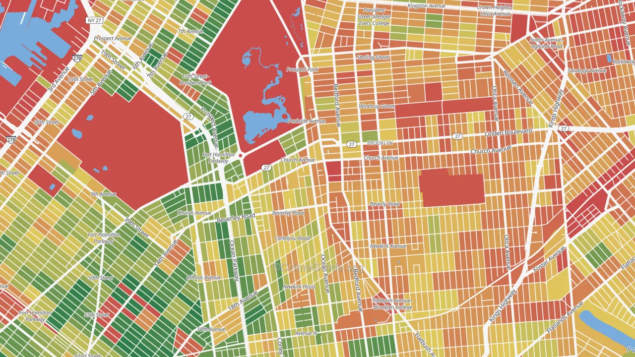 Flatbush-Ditmas Park, Brooklyn, NY Map of Assault Rates