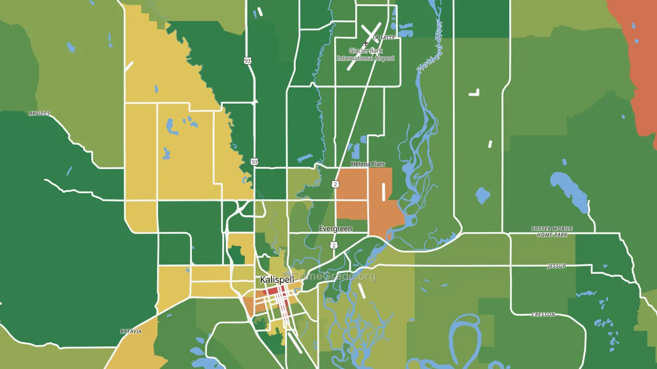 Flathead County, MT Map of Assault Rates