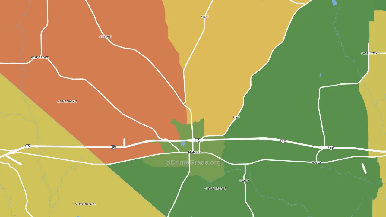 Flatonia, TX Map of Assault Rates