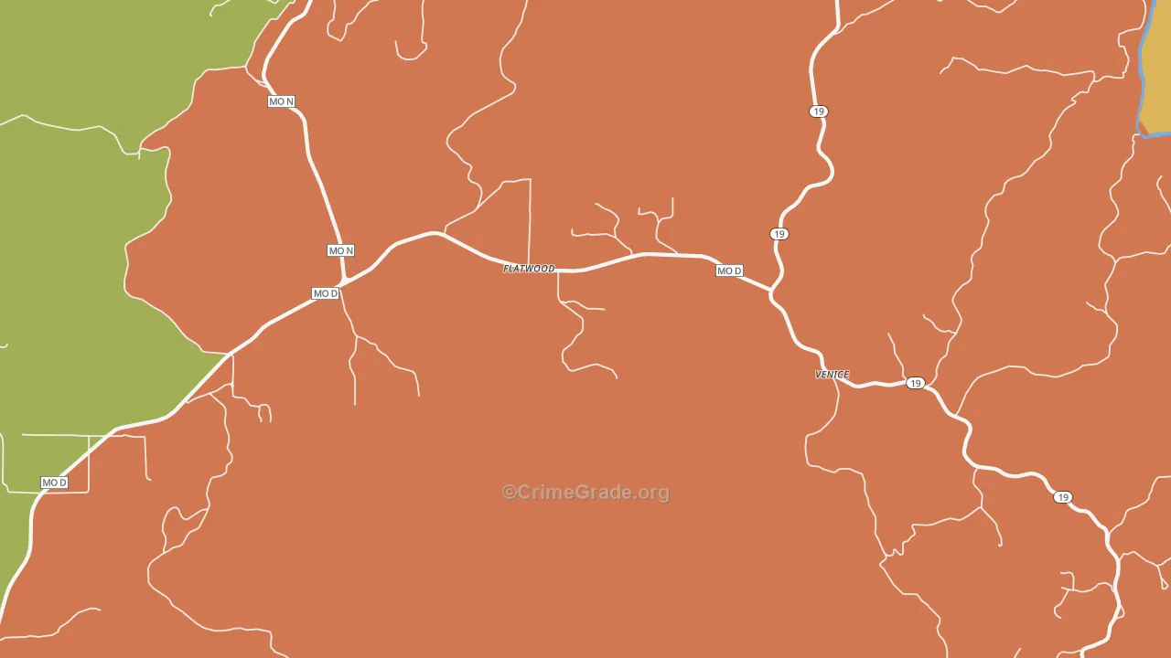 Flatwood, MO Map of Assault Rates
