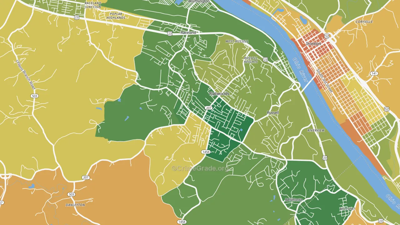 Flatwoods, KY Map of Assault Rates