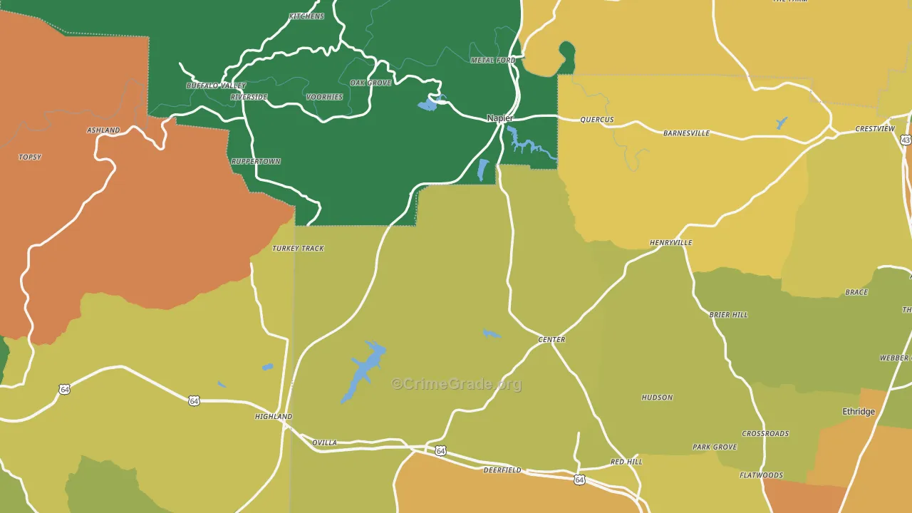 Flatwoods, TN Map of Assault Rates
