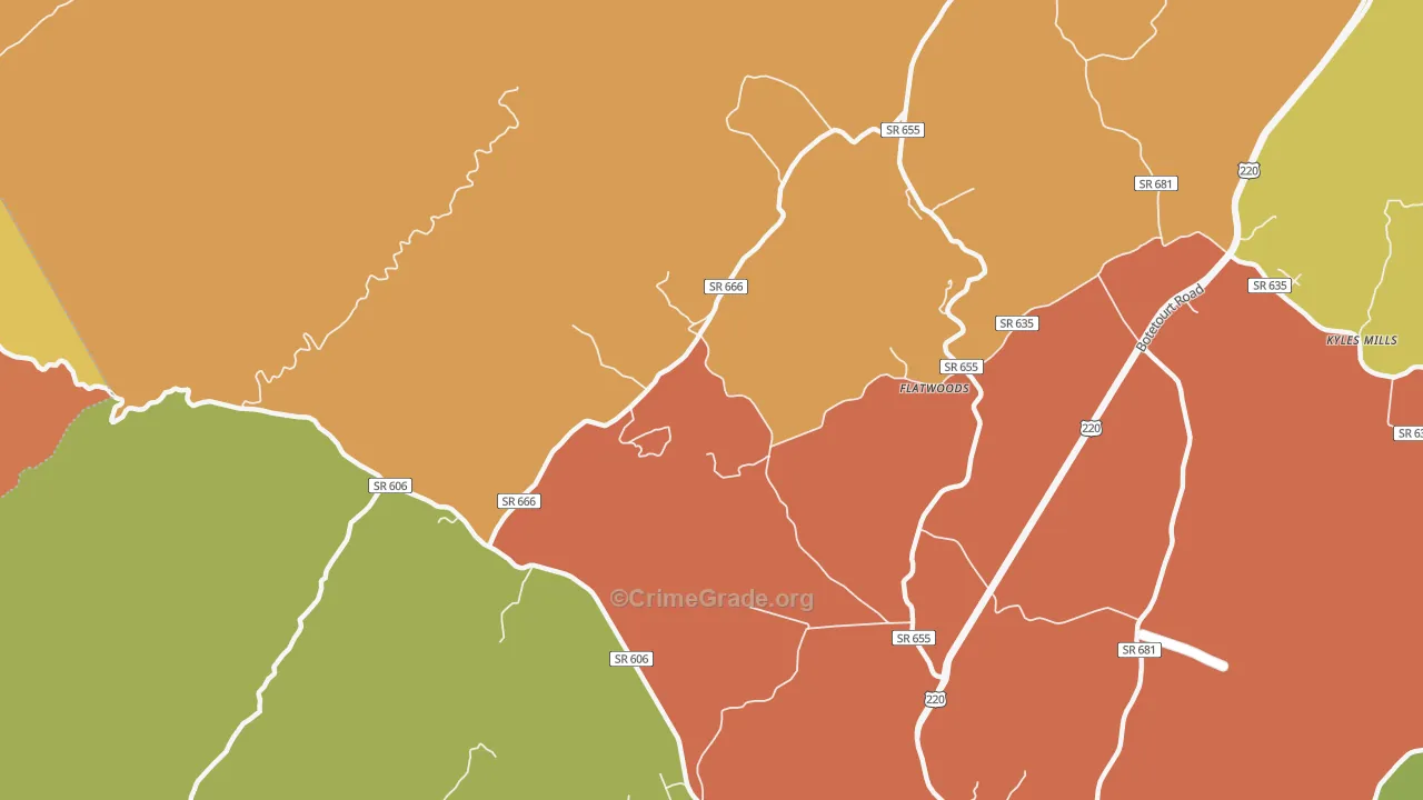 Flatwoods, VA Map of Assault Rates