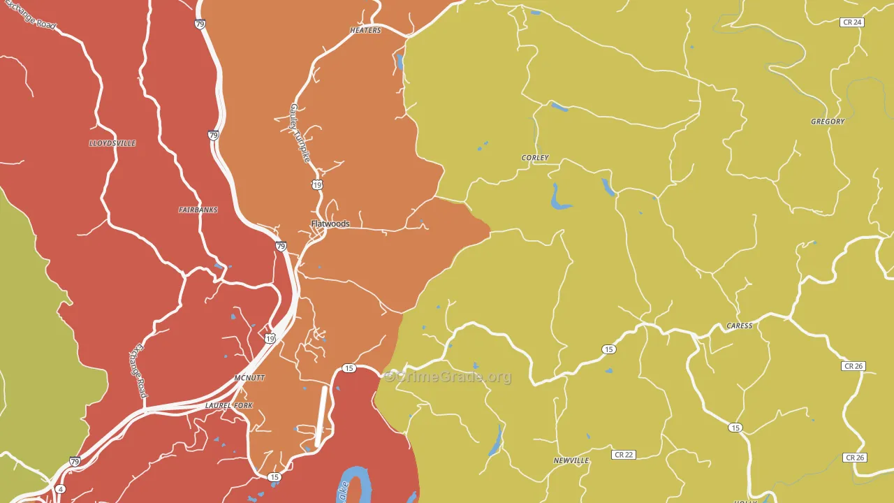 Flatwoods, WV Map of Assault Rates