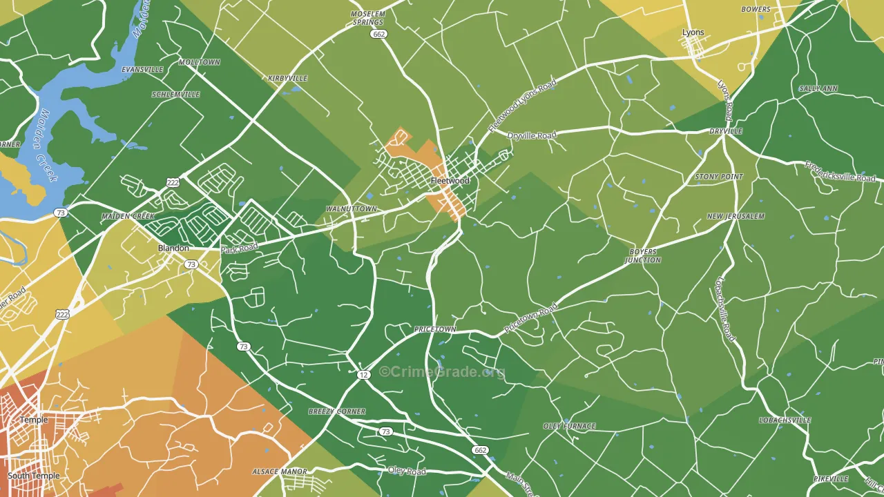 Fleetwood, PA Map of Assault Rates