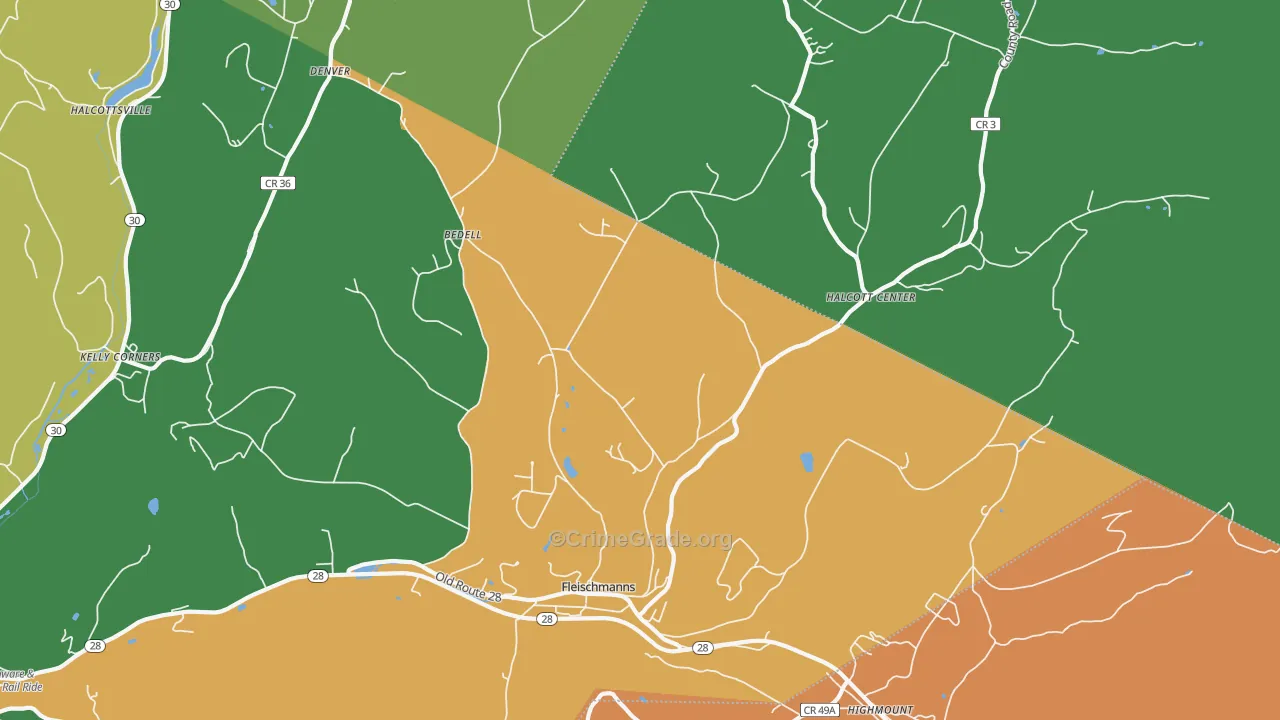 Fleischmanns, NY Map of Assault Rates