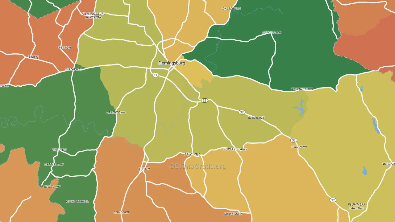 Fleming County, KY Map of Assault Rates