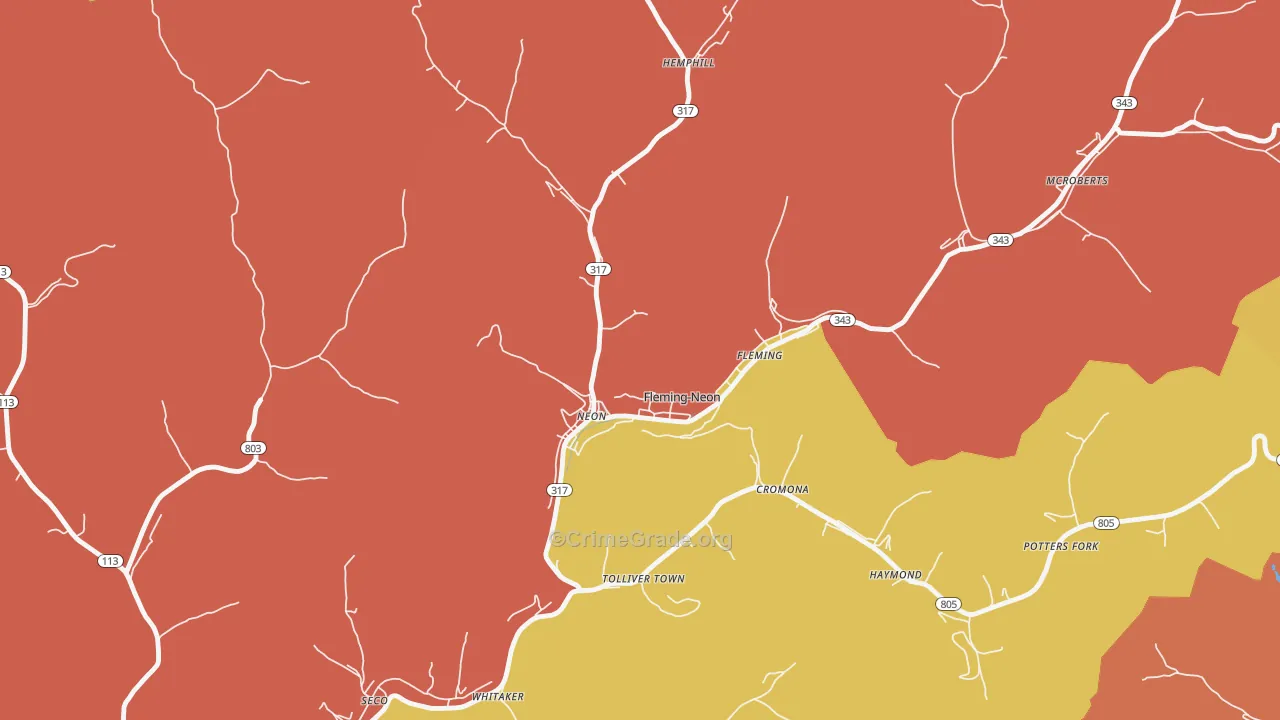 Fleming-Neon, KY Map of Assault Rates