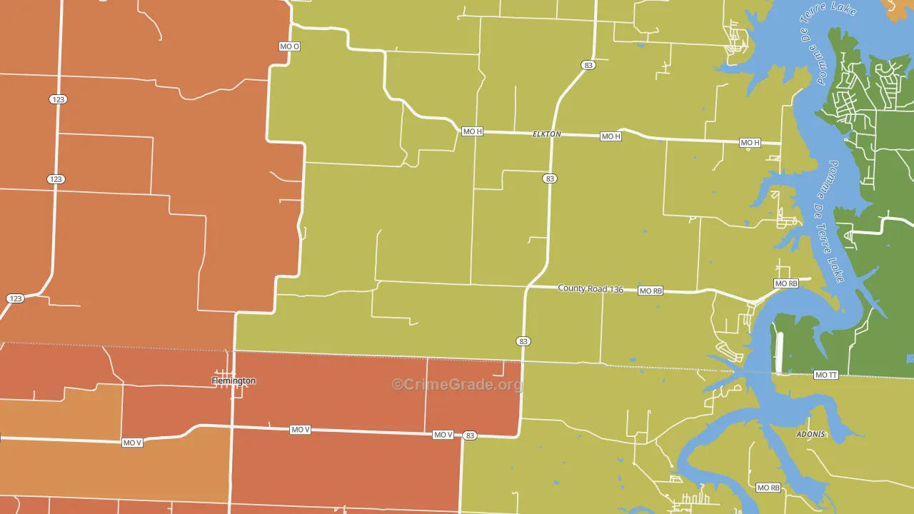 Flemington, MO Map of Assault Rates