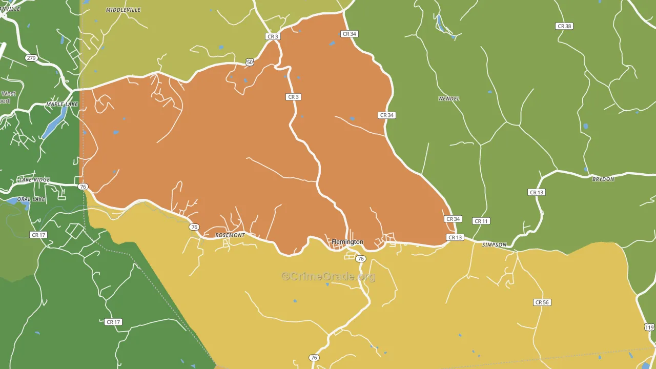 Flemington, WV Map of Assault Rates