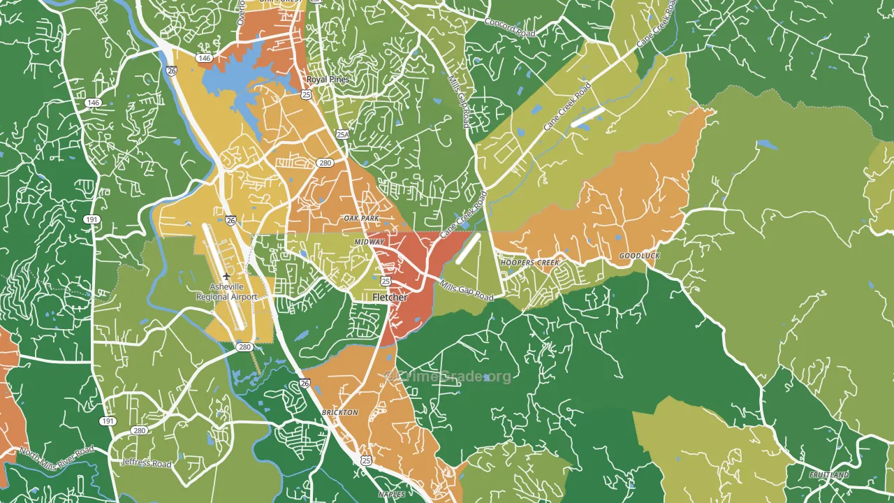 Fletcher, NC Map of Assault Rates