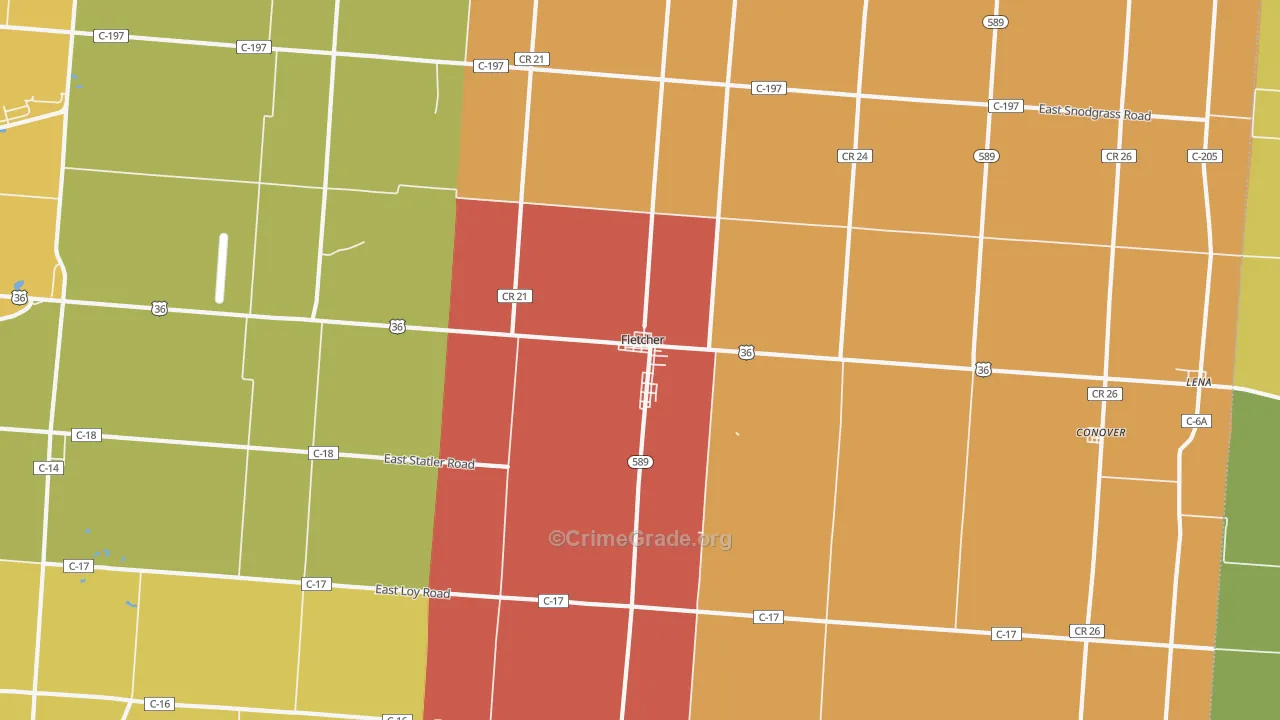 Fletcher, OH Map of Assault Rates