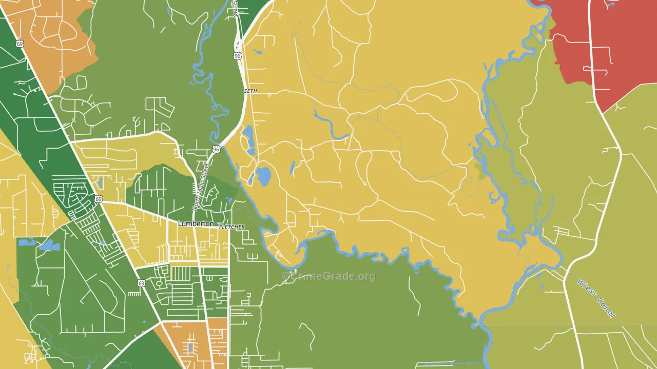 Fletcher, TX Map of Assault Rates