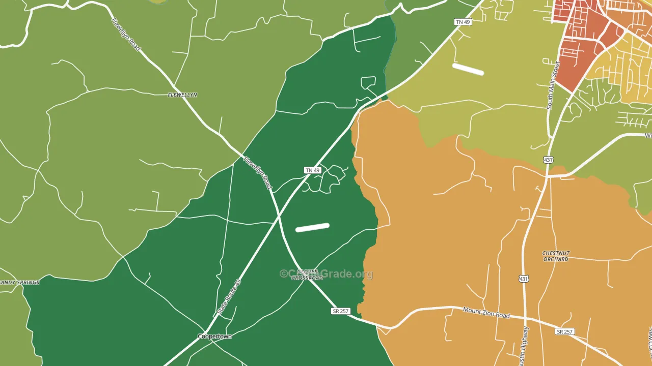 Flewellyn, TN Map of Assault Rates