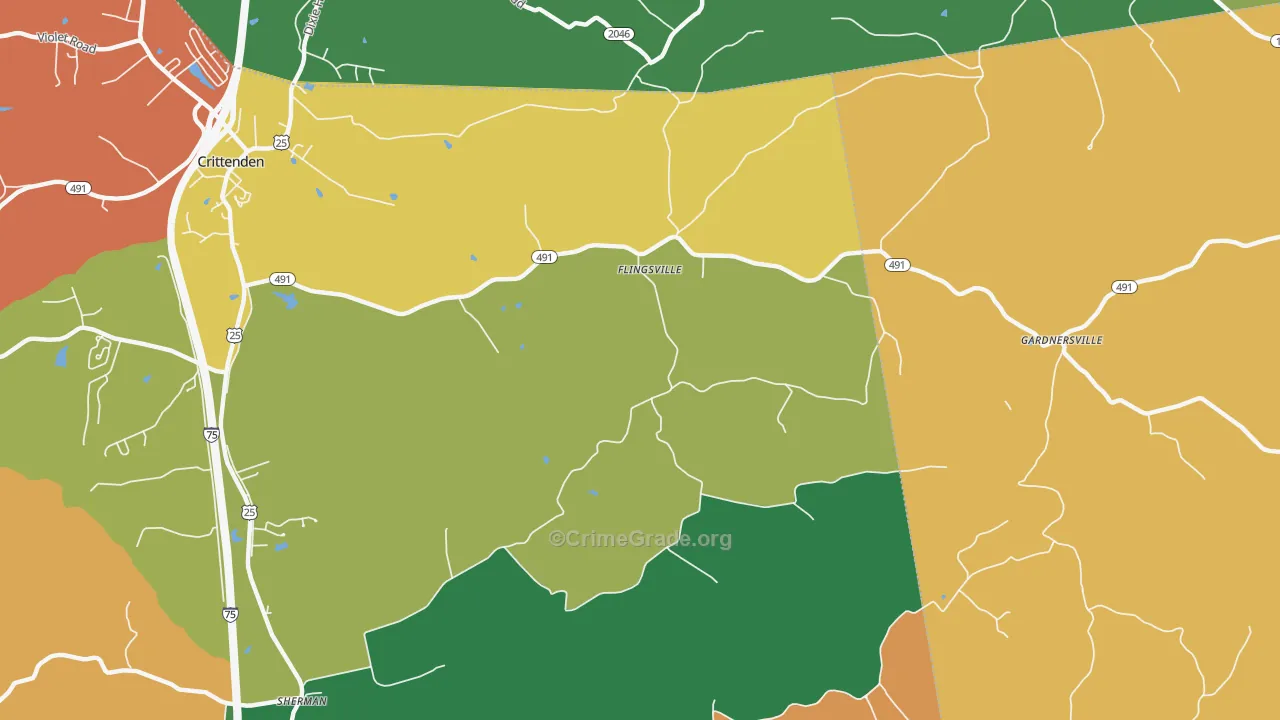Flingsville, KY Map of Assault Rates