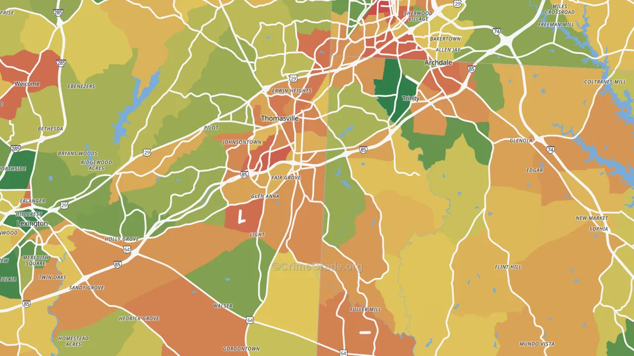 Flint Hill, NC Map of Assault Rates