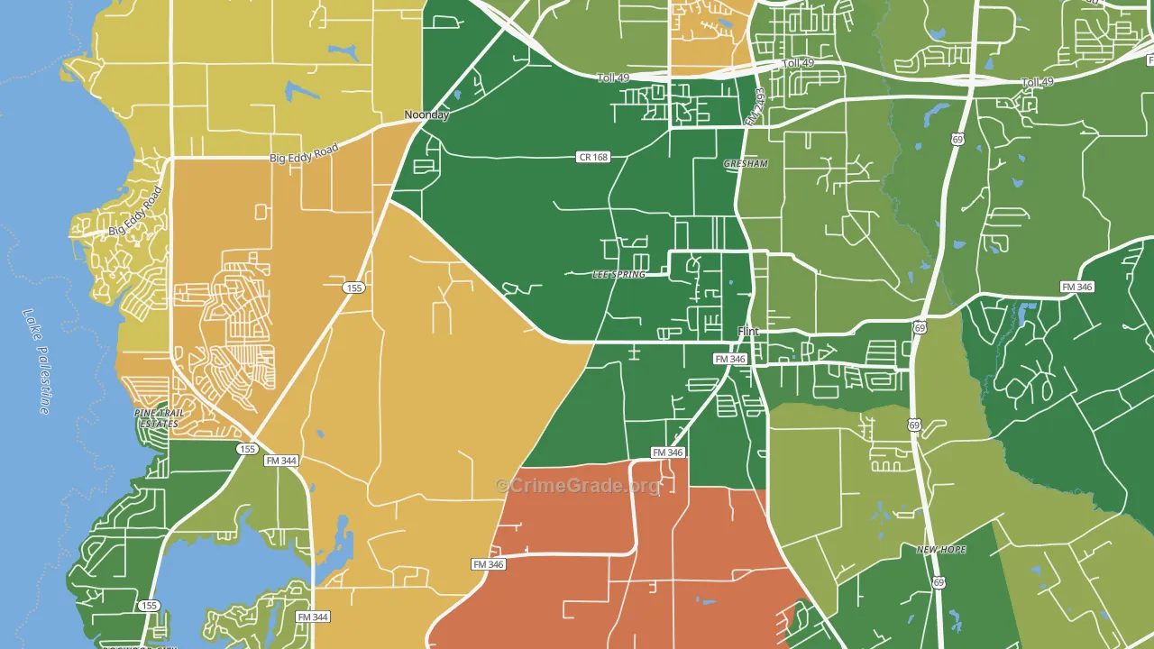 Flint, TX Map of Assault Rates
