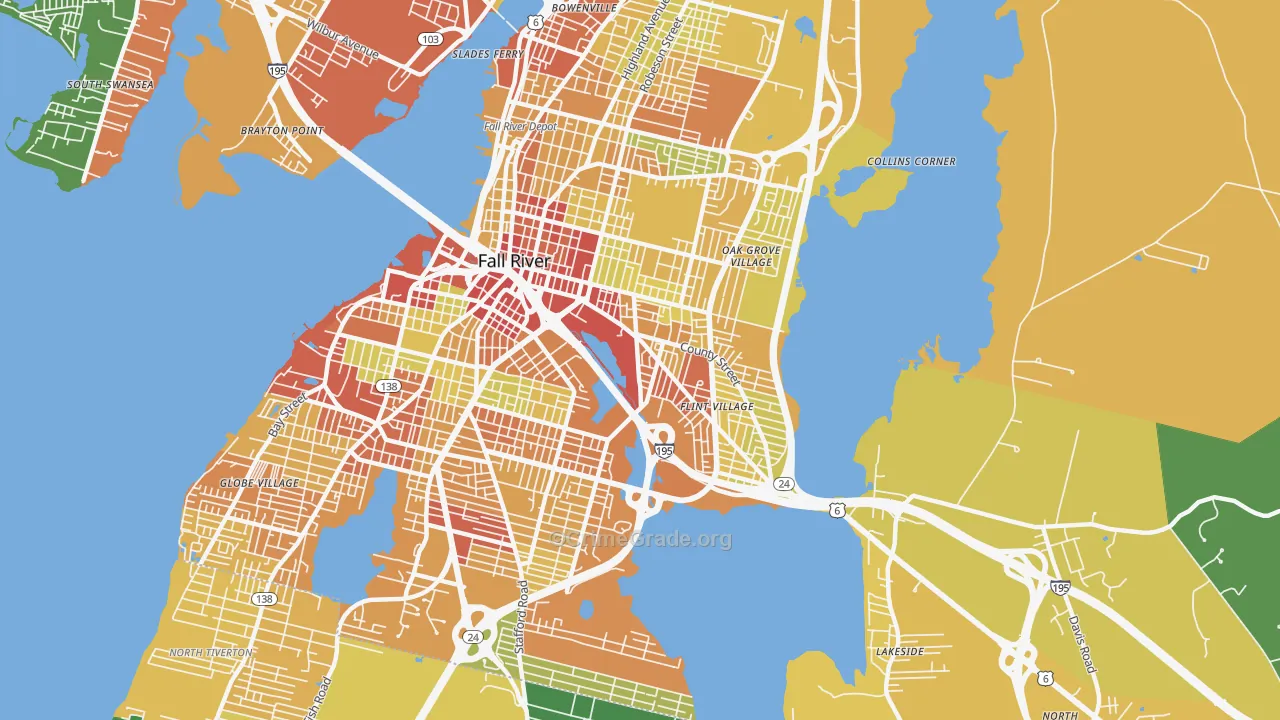 Flint Village, Fall River, MA Map of Assault Rates