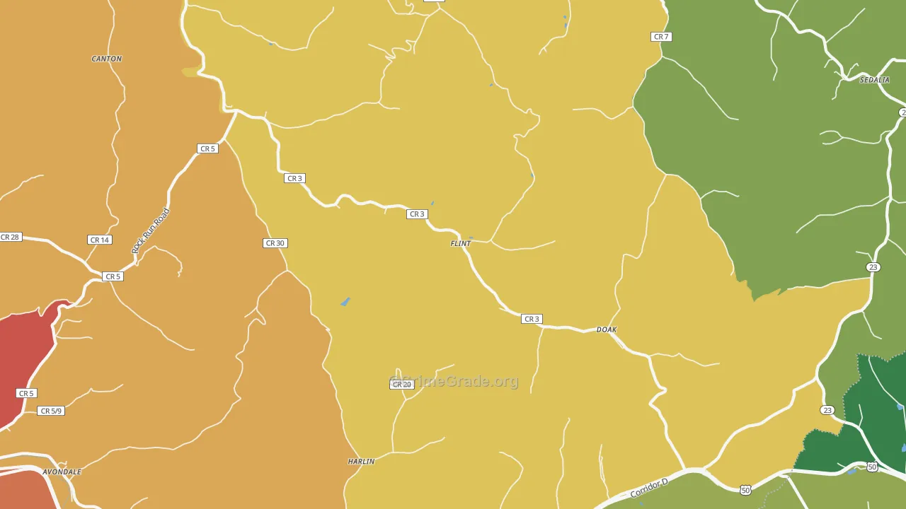 Flint, WV Map of Assault Rates