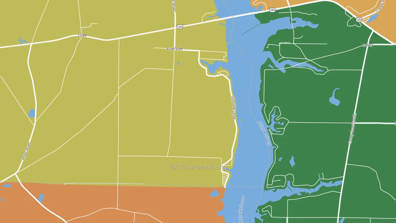 Flintside, GA Map of Assault Rates