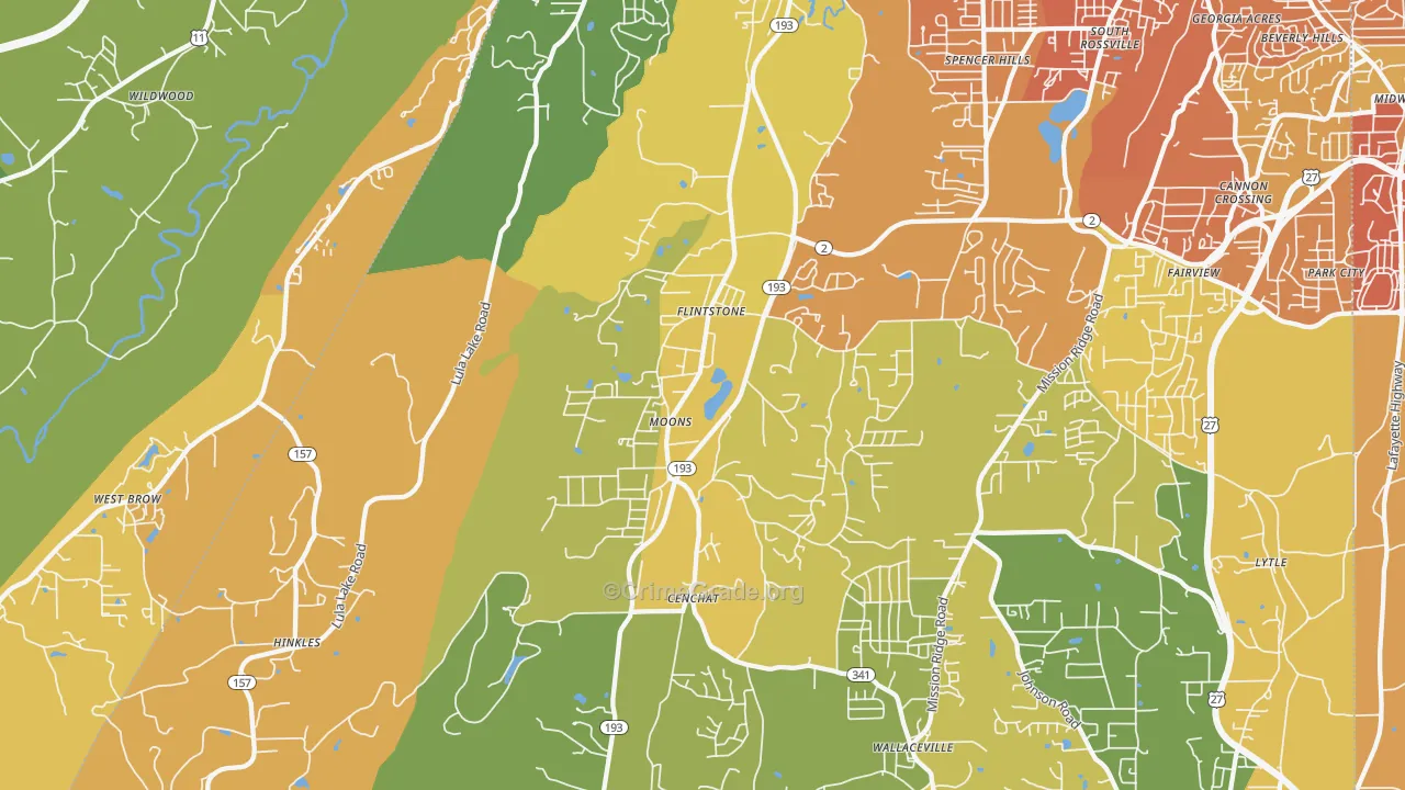 Flintstone, GA Map of Assault Rates