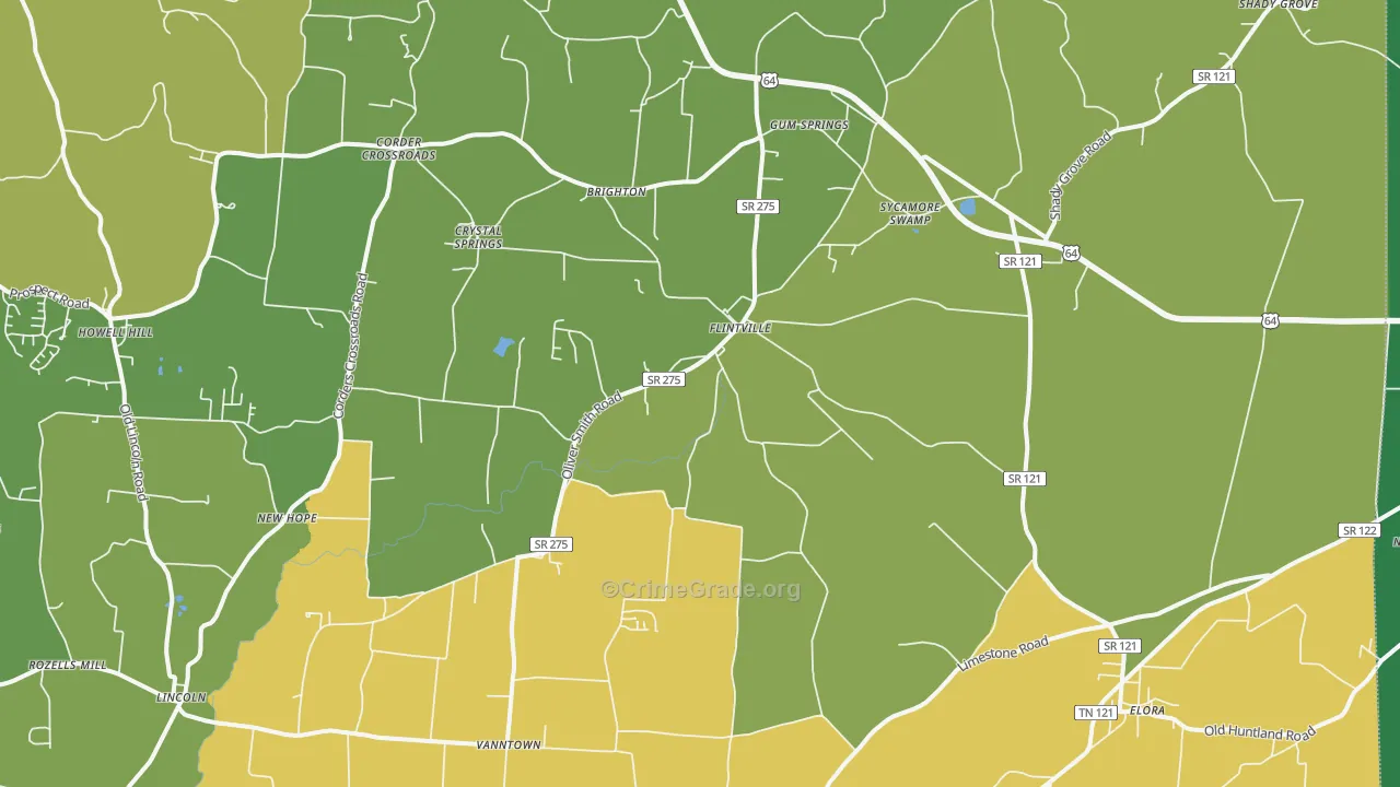 Flintville, TN Map of Assault Rates