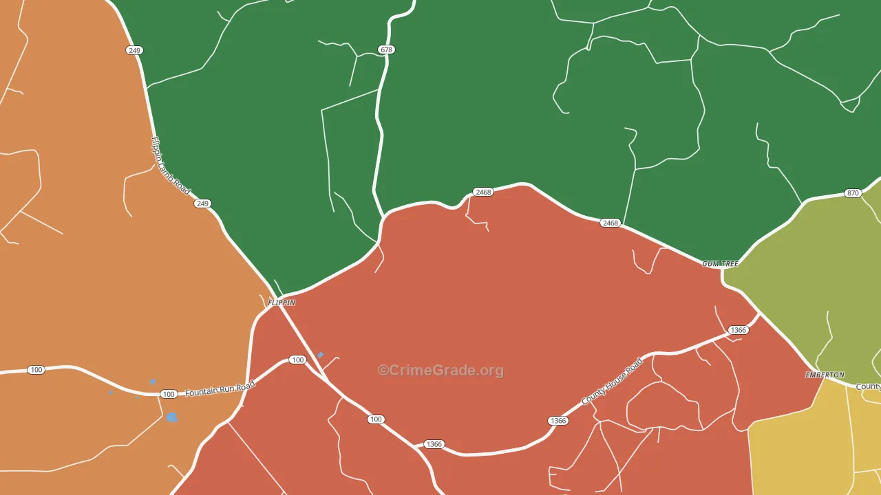 Flippin, KY Map of Assault Rates