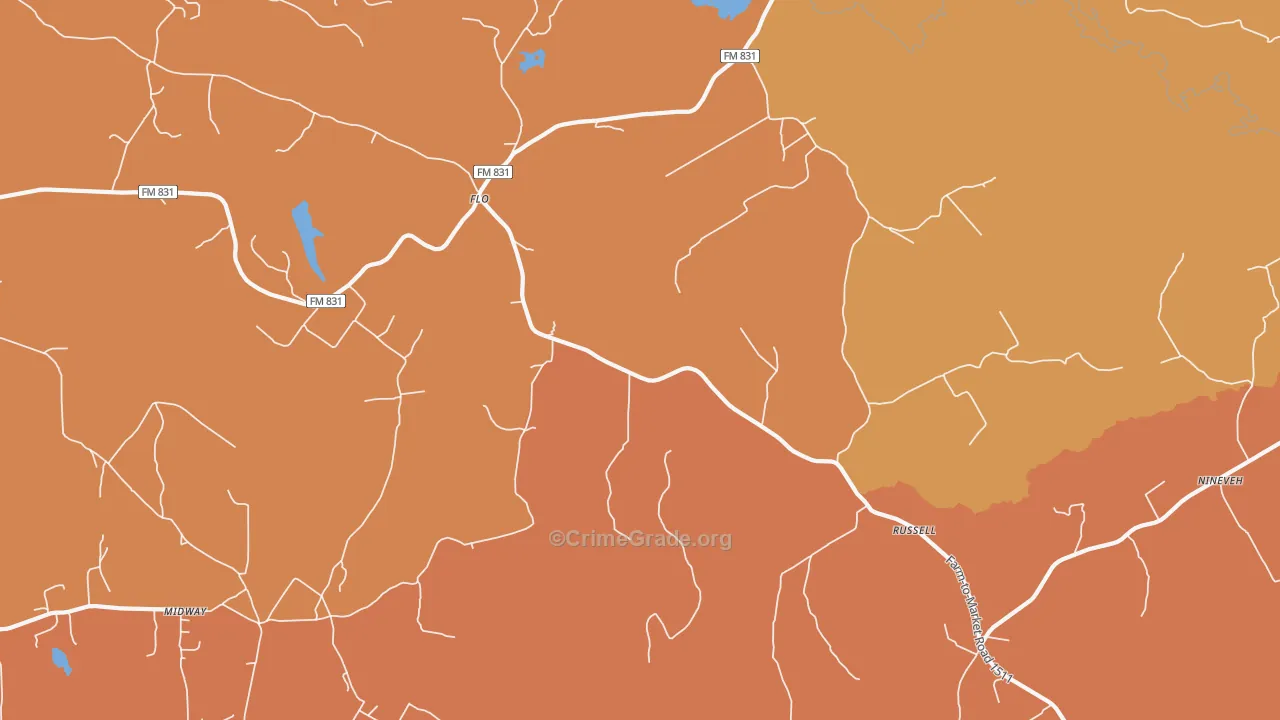 Flo, TX Map of Assault Rates