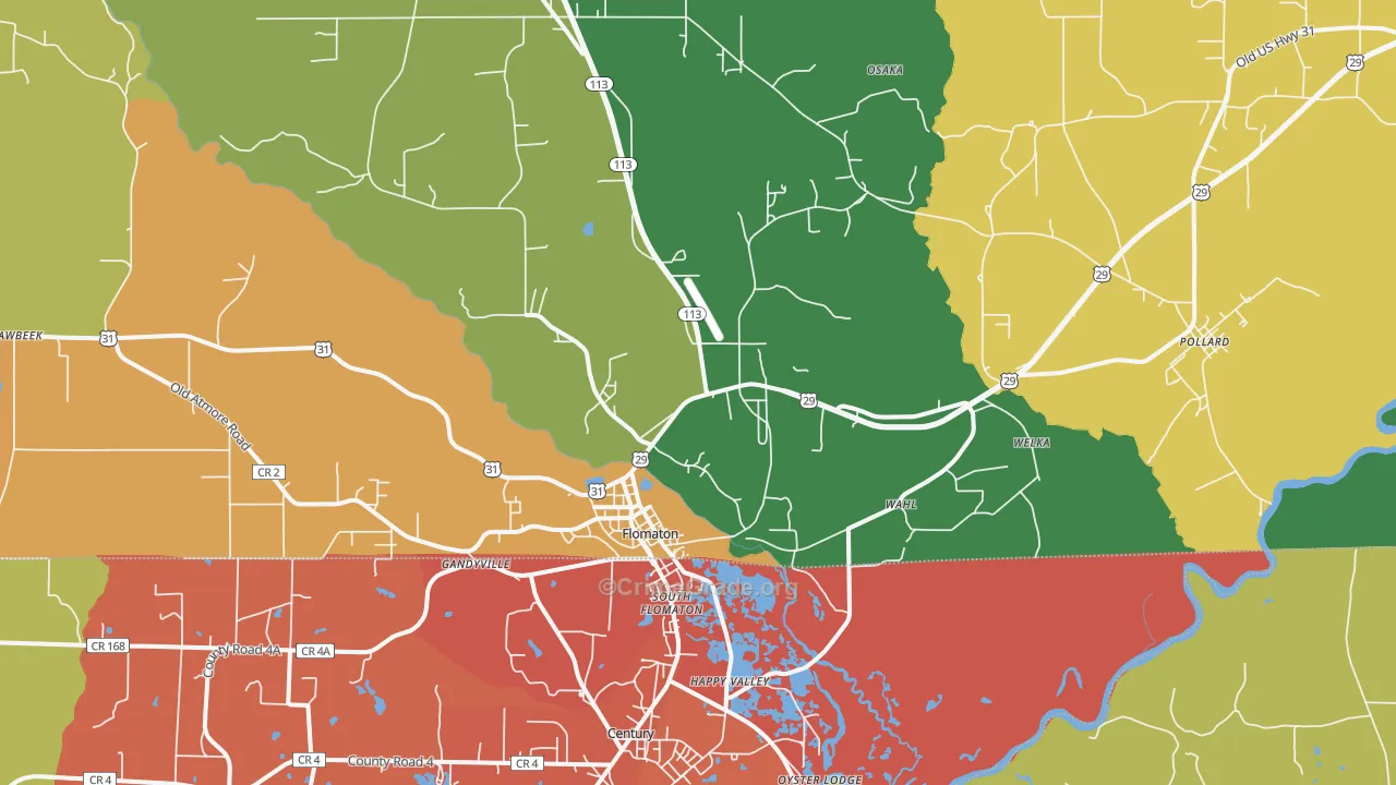 Flomaton, AL Map of Assault Rates
