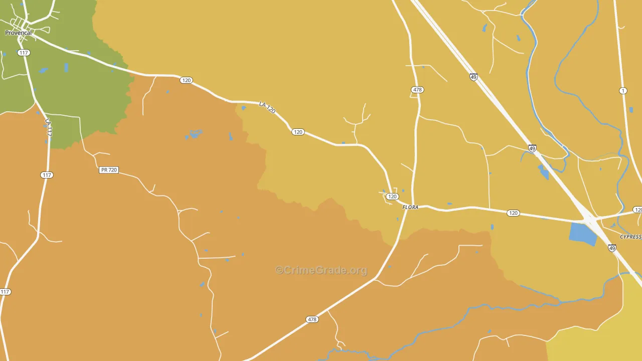 Flora, LA Map of Assault Rates