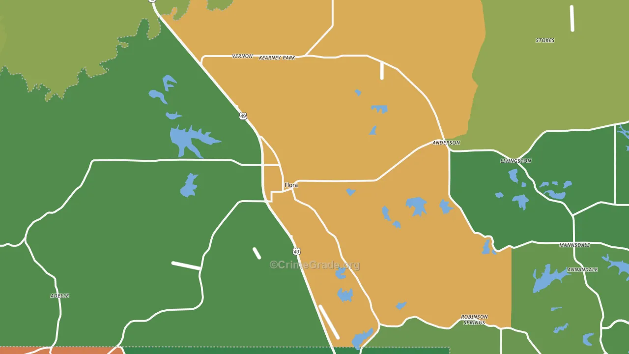 Flora, MS Map of Assault Rates