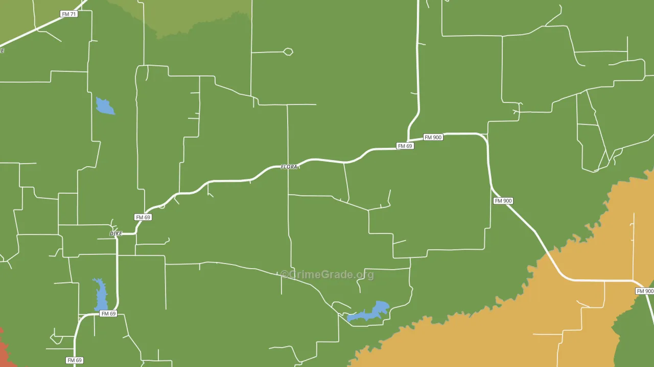 Flora, TX Map of Assault Rates