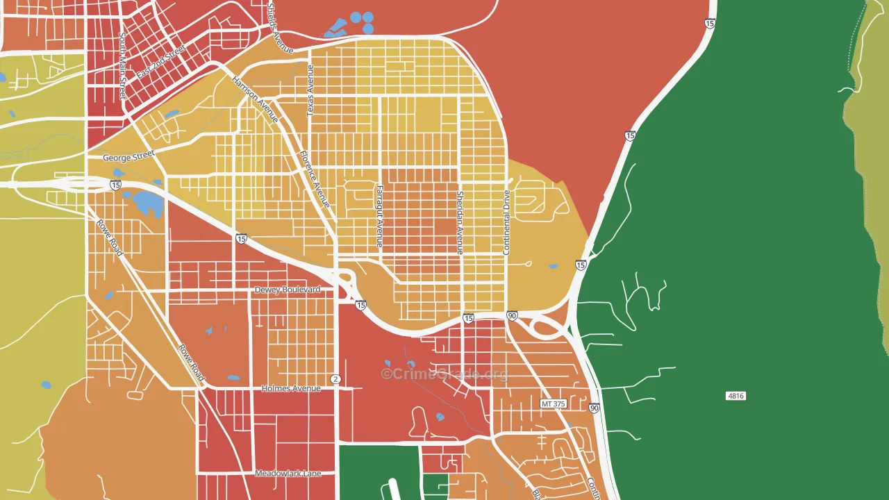 Floral Park, Butte, MT Map of Assault Rates