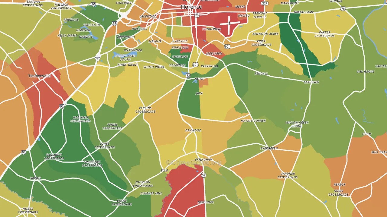 Florence County, SC Map of Assault Rates