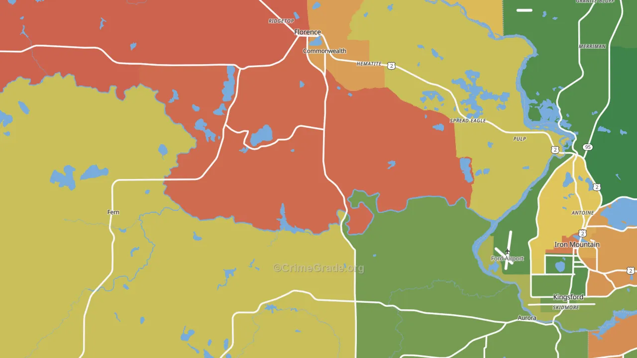 Florence County, WI Map of Assault Rates
