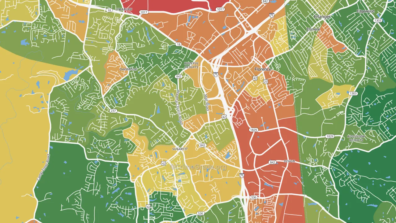 Florence, KY Map of Assault Rates
