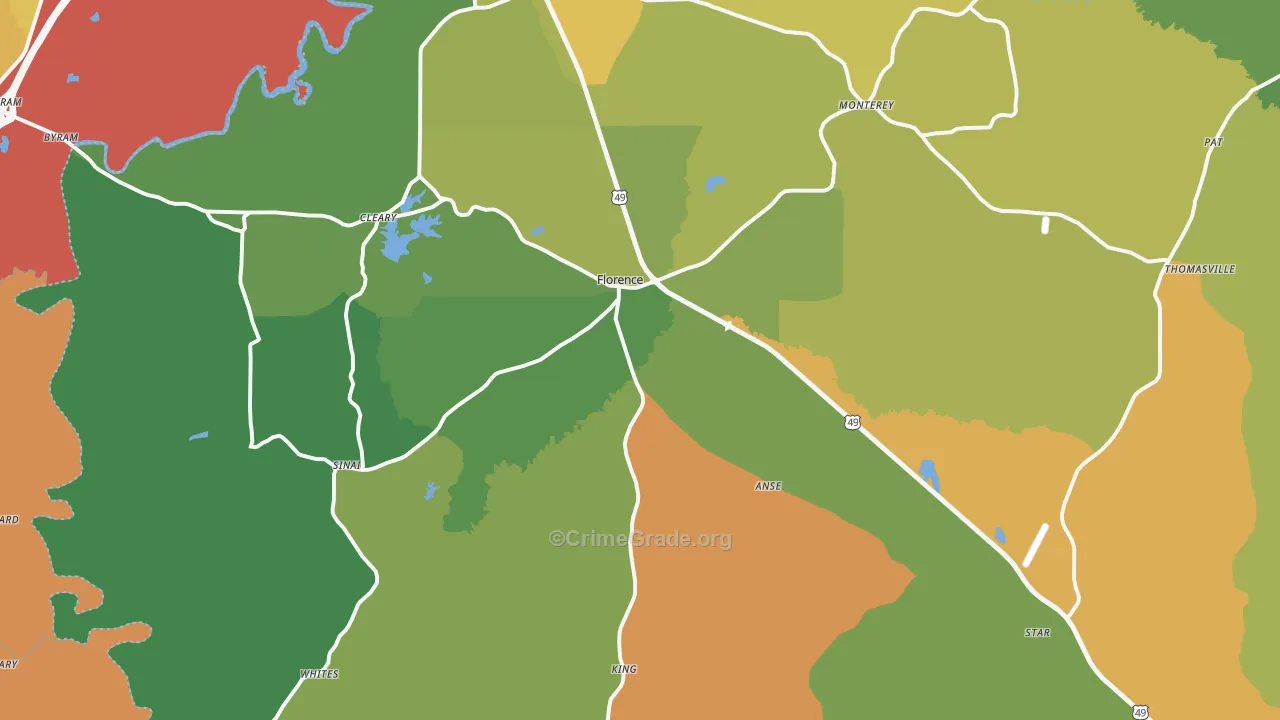 Florence, MS Map of Assault Rates