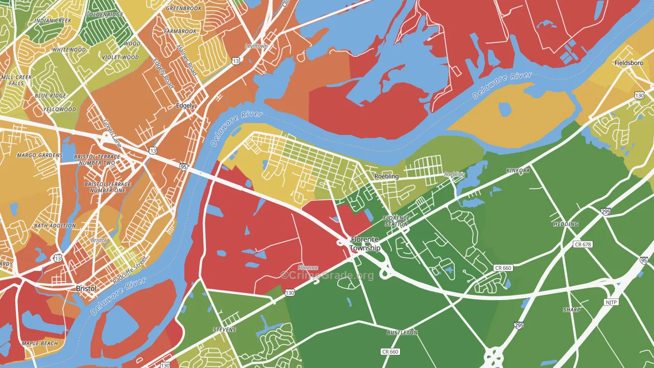 Florence, NJ Map of Assault Rates