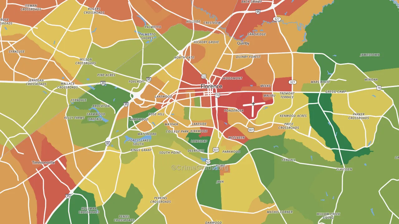 Florence, SC Map of Assault Rates