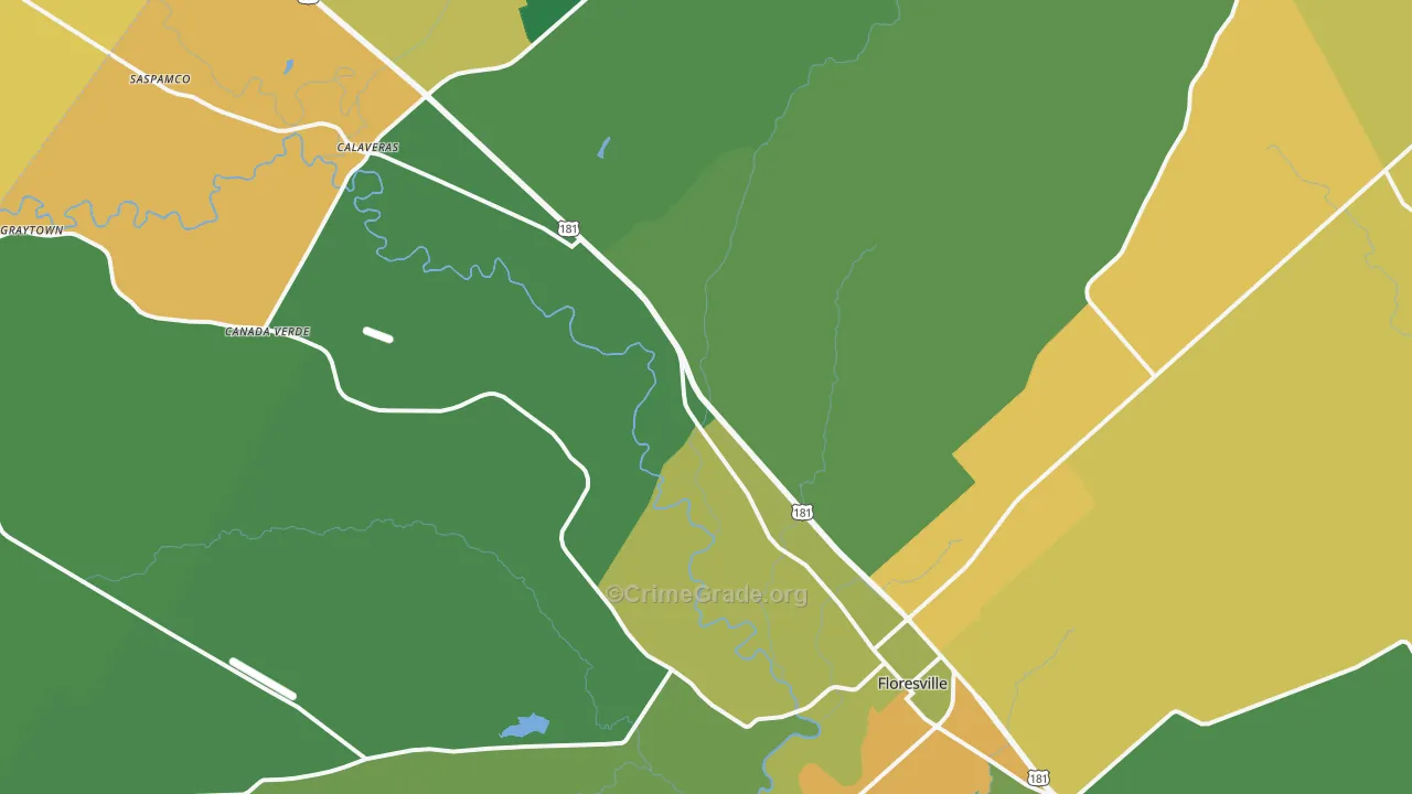 Floresville, TX Map of Assault Rates