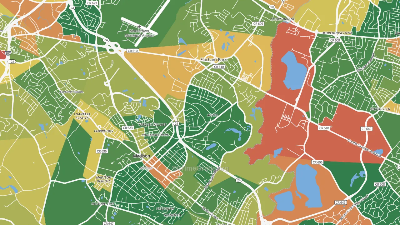 Florham Park, NJ Map of Assault Rates