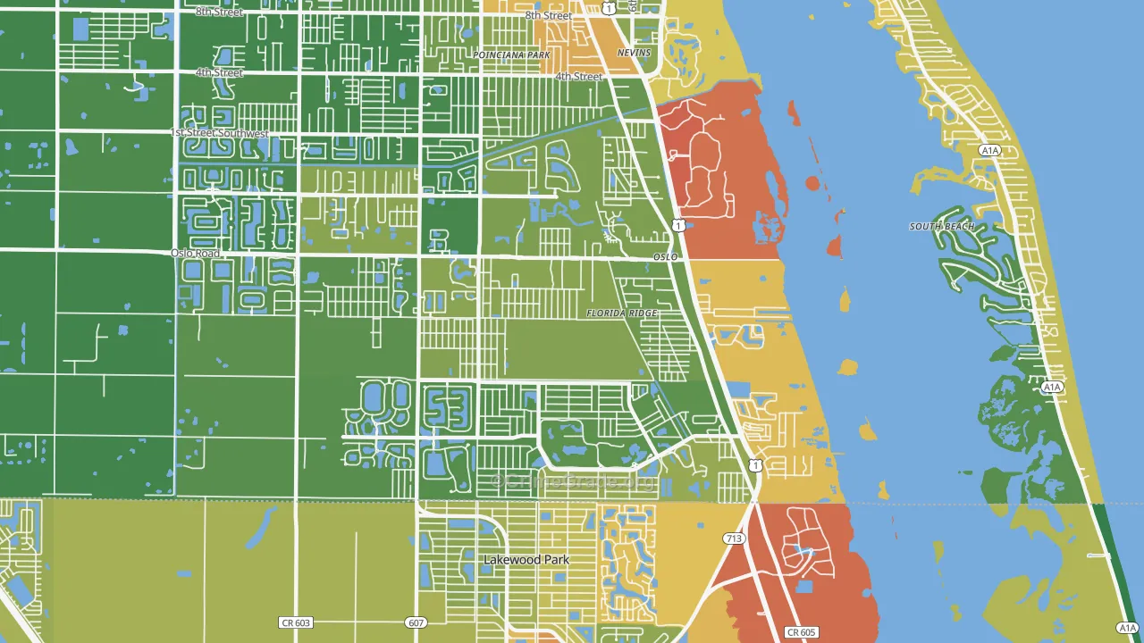 Florida Ridge, FL Map of Assault Rates