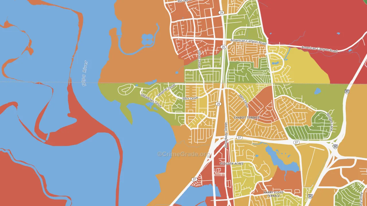 Flosden, Vallejo, CA Map of Assault Rates